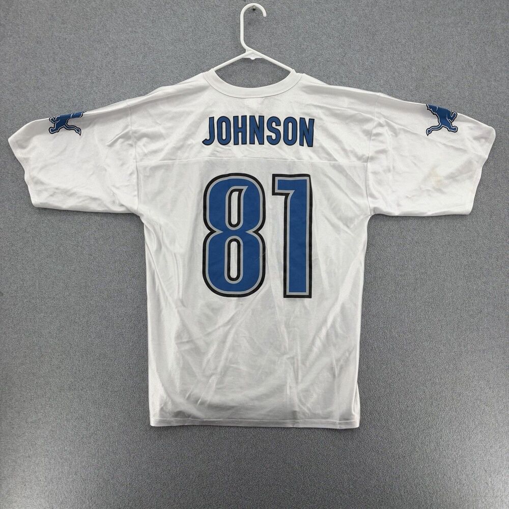 Calvin Johnson Detroit Lions #81 NFL Team Apparel White Jersey Mens Medium